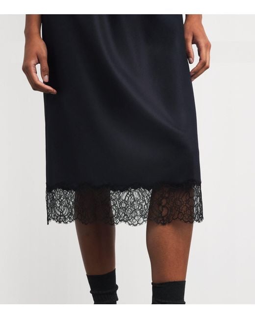 Carven Black Lace-Trim Midi Skirt