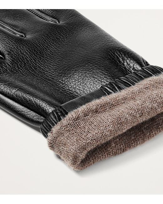 Aspinal Black Nappa Leather Gloves for men