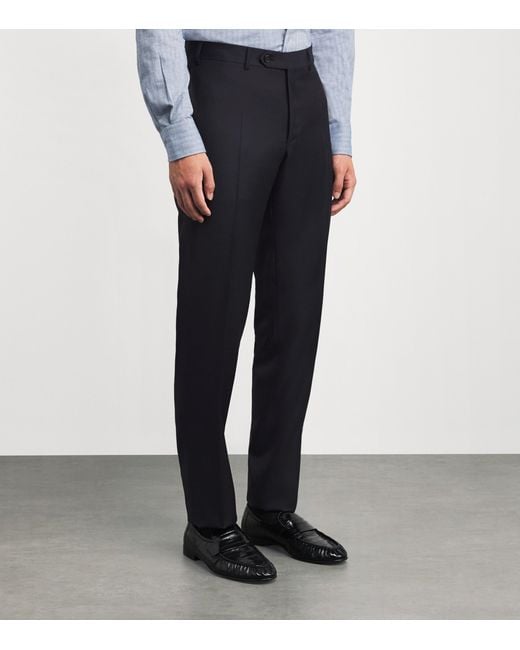 Canali Blue Wool Straight Trousers for men