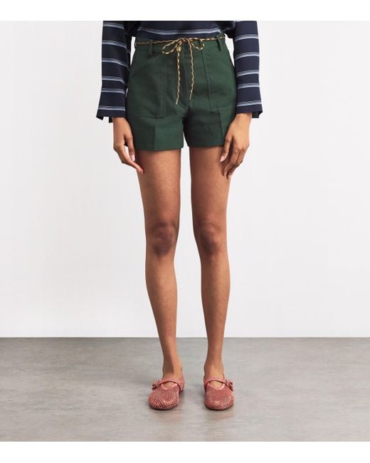 Sandro Green Cotton Drawstring Shorts