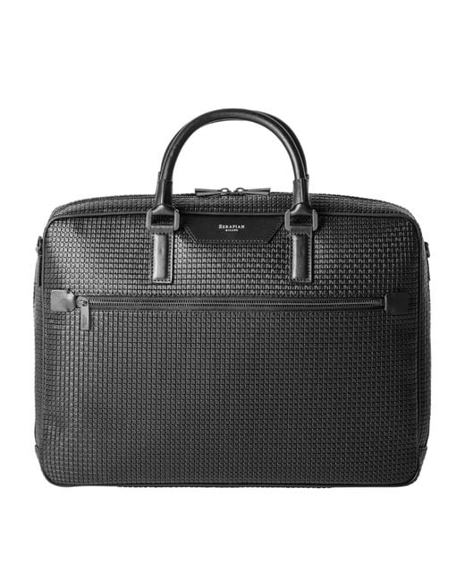 Serapian Black Slim Stepan Briefcase for men