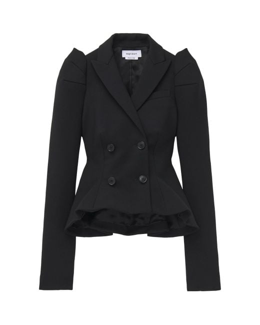 Alexander McQueen Black Stretch-Wool Structured Blazer