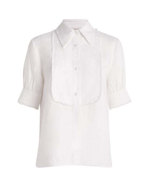 Agnona White Linen Short-Sleeve Shirt