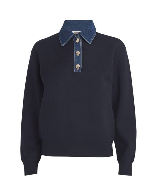 Sandro Blue Denim-Collar Sweater
