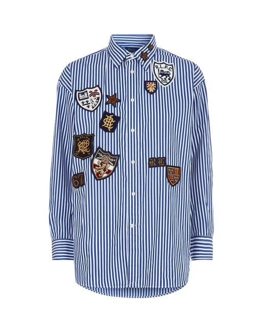 Polo Ralph Lauren Blue Badge Embellished Poplin Shirt