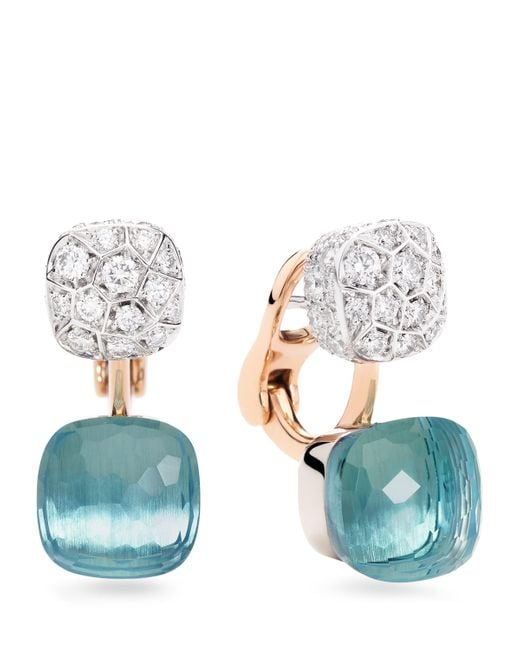 Pomellato White Mixed, Topaz And Diamond Nudo Earrings