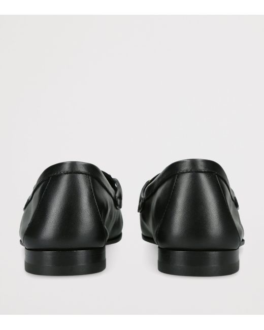 Versace Black Leather Medusa Chain Loafers