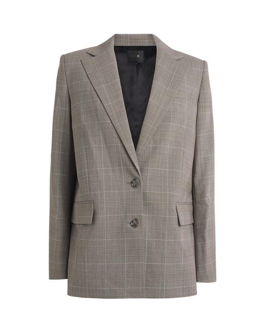 Maje Gray Wool-Blend Check Blazer