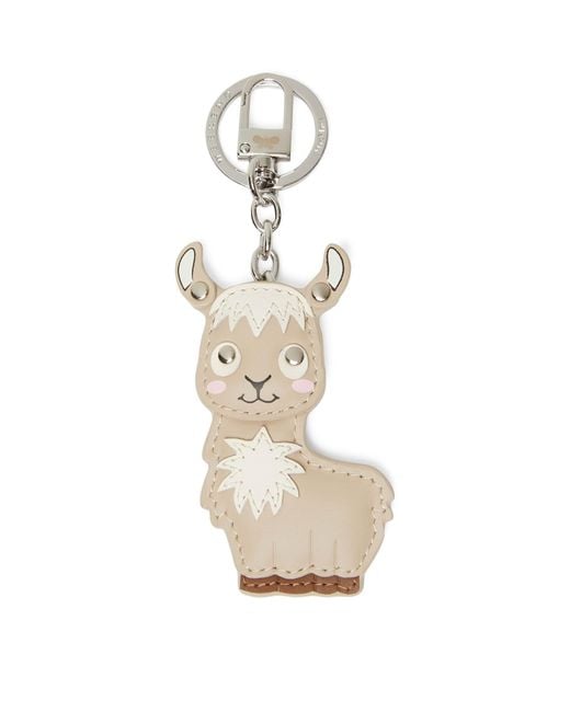 Weekend by Maxmara White Leather Llama Keyring