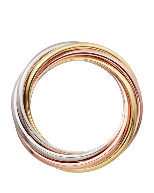 Cartier Brown White, Yellow And Rose Gold Trinity Ring