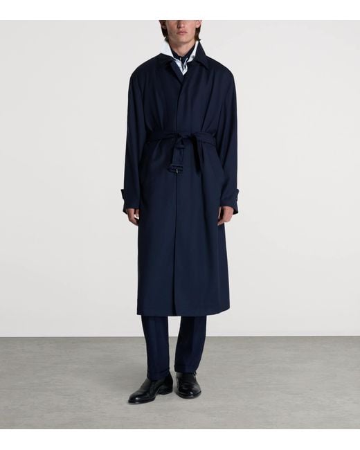 Dunhill Blue Wool Peacoat for men