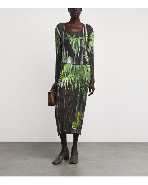 Issey Miyake Green Urban Jungle Pleats Cardigan