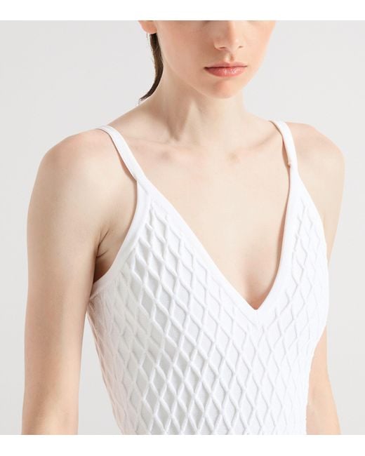 Balmain White Knitted Flared Mini Dress