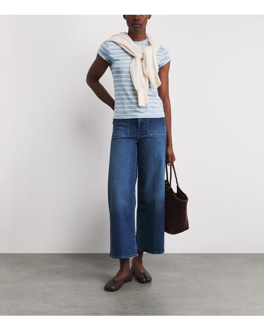 FRAME Blue Linen-Blend The Baby Tee