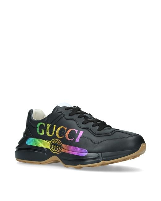 Gucci Multicolor Leather Rainbow Rhyton Sneakers for men