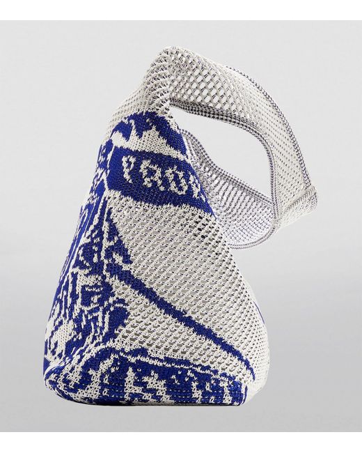 Burberry Blue Large Crochet Ekd Tote Bag
