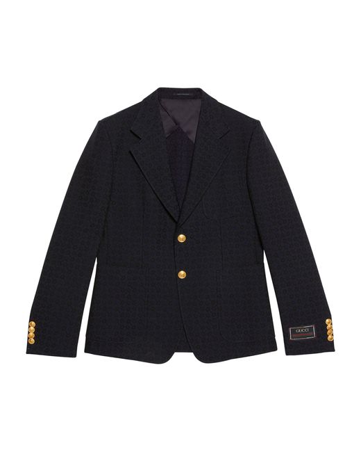 Gucci Blue Cotton-wool Horsebit Tailored Jacket for men