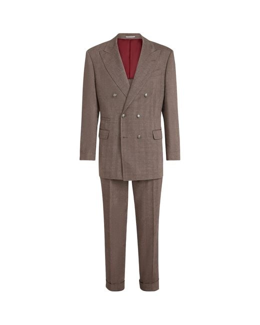 Brunello Cucinelli Brown Linen-Cotton 2-Piece Suit for men