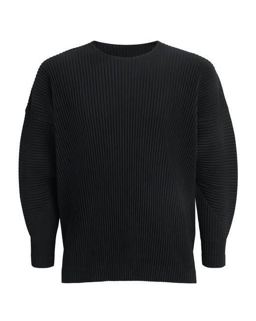Homme Plissé Issey Miyake Black Pleated Long-Sleeve T-Shirt for men