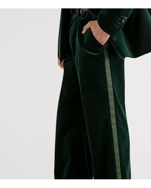 Dolce & Gabbana Black Velvet Wide-Leg Trousers for men