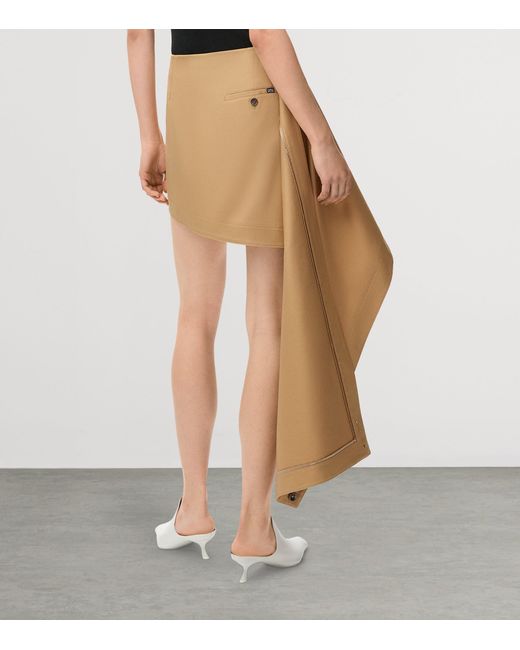 Loewe White Cotton-Blend Draped Mini Skirt