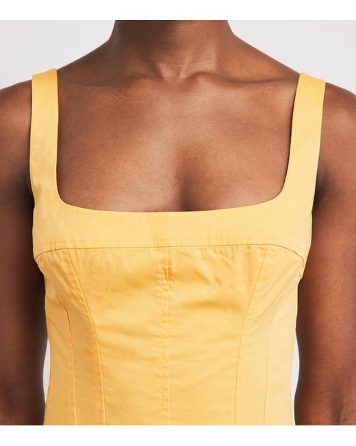 Jonathan Simkhai Yellow Cotton Bubble-Hem Hally Midi Dress