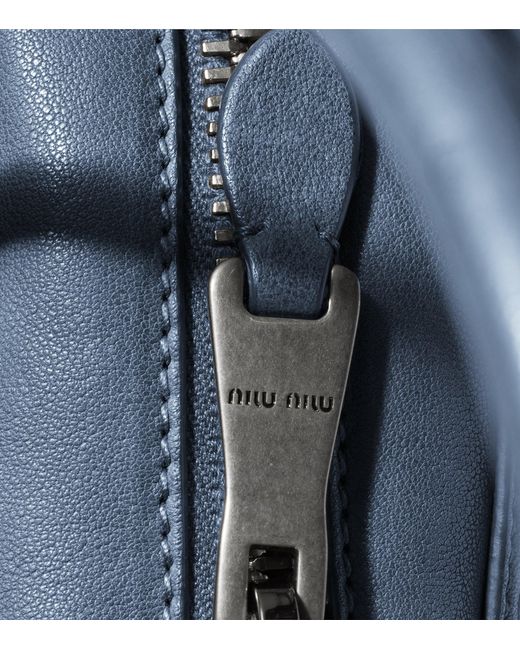 Miu Miu Blue Nappa Leather Vivant Top-Handle Bag