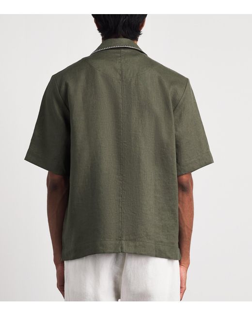 CHE Green Linen Trompette Embroidered Shirt for men