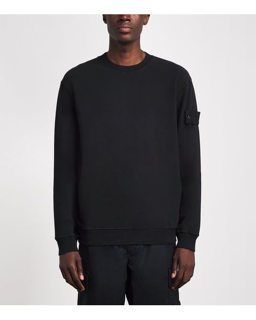 Stone Island Black Cotton-Blend Ghost Sweatshirt for men