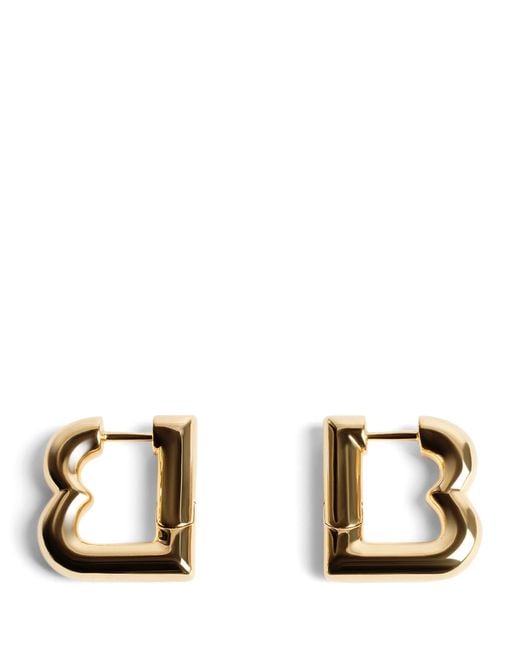 Balenciaga Metallic Xs B Hoop Earrings for men