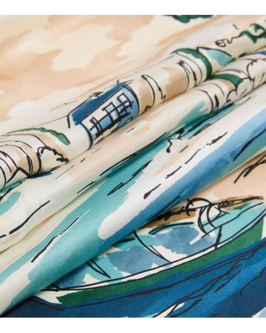 Weekend by Maxmara Green Silk Lake Print Scarf