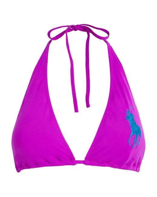 Polo Ralph Lauren Pink Logo Ricky Triangle Bikini Top