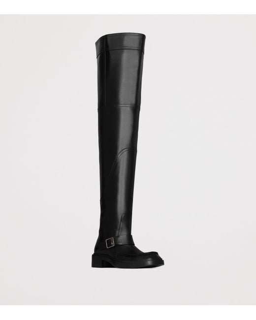 Saint Laurent Black Leather Joe Over-The-Knee Boots 25 for men