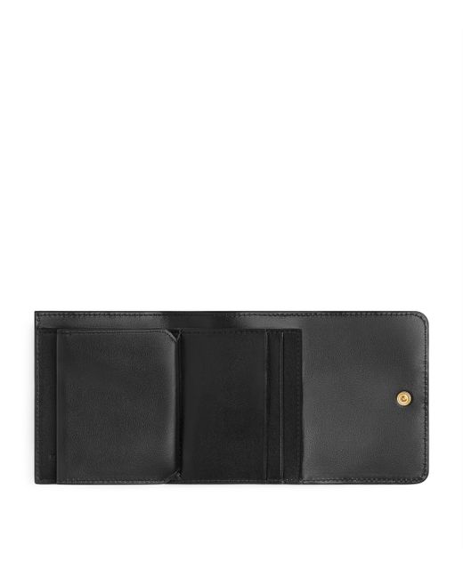 Bottega Veneta Black Leather Intrecciato Trifold Wallet