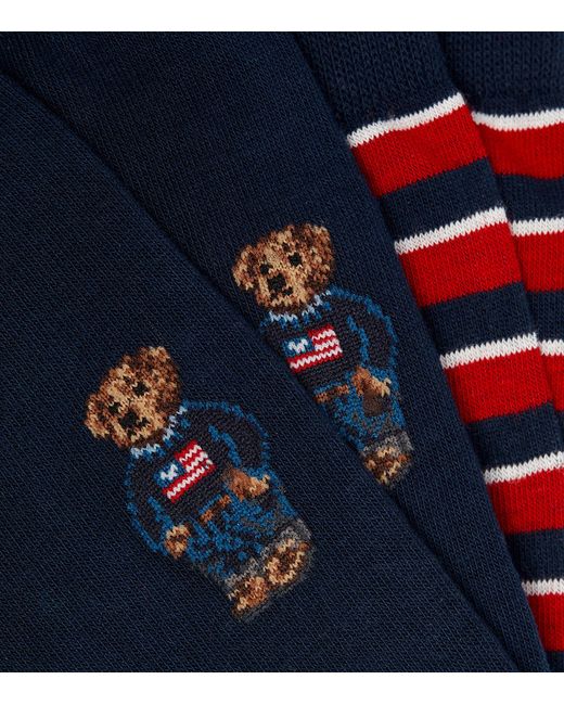 Polo Ralph Lauren Blue Polo Bear Striped Socks (pack Of 2) for men