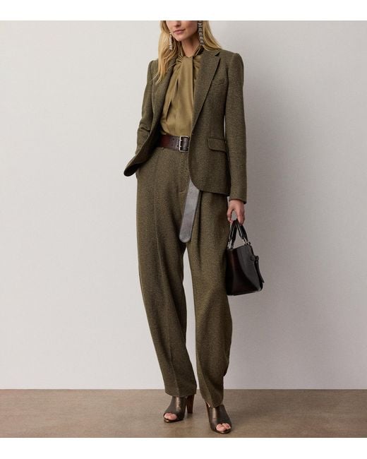 Ralph Lauren Green Linen-Cashmere Harlo Trousers