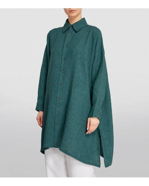 Eskandar Green Linen A-line Shirt