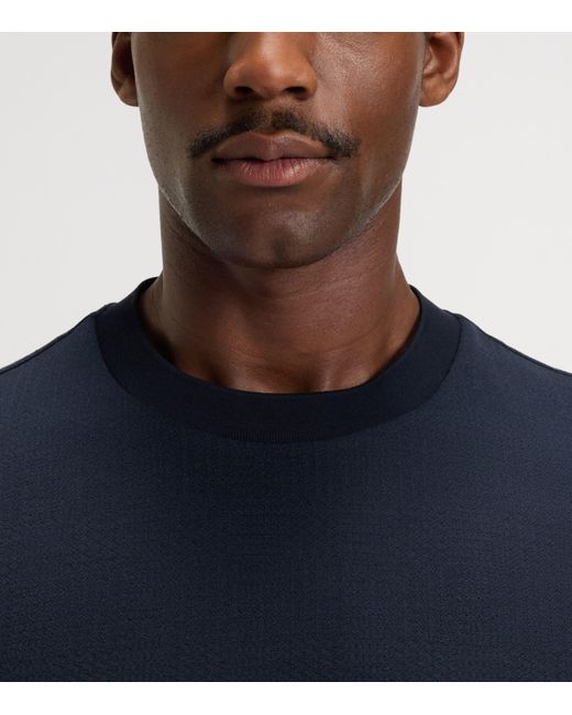 Boss Blue Cotton-Silk Check T-Shirt for men