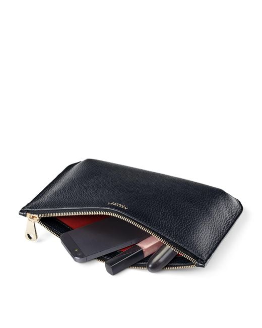 Aspinal Black Large Leather Ella Pouch