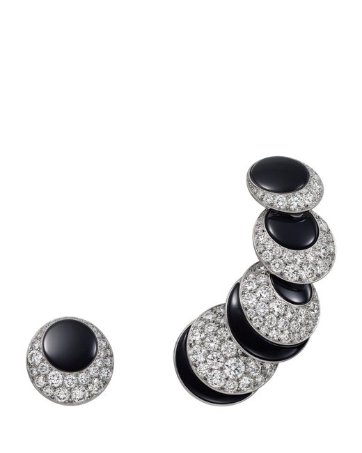 Cartier Black White Gold, Diamond And Onyx Libre Polymorph Earrings