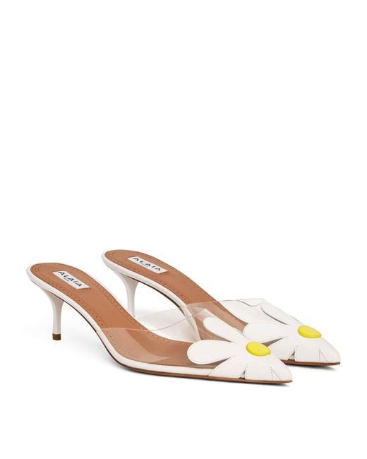 Alaïa Natural Pvc-Leather Bloom Mules 55