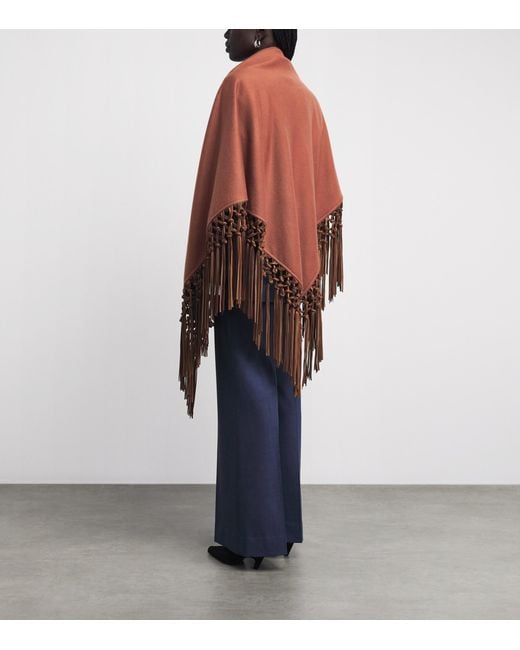 Colombo Red Cashmere Fringe-Detail Shawl