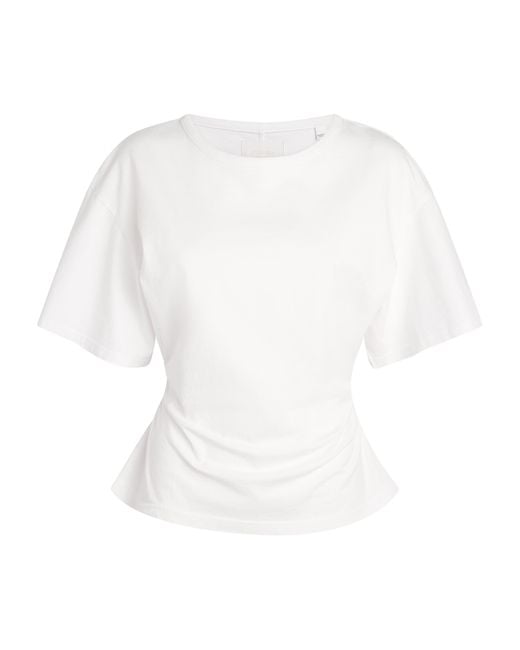 Citizens of Humanity White Cotton Ruched Fabien T-Shirt