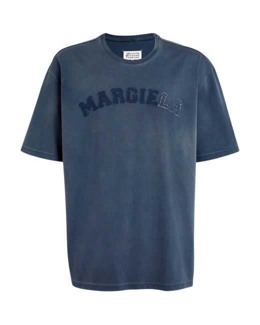 Maison Margiela Blue Logo Appliqué T-shirt for men