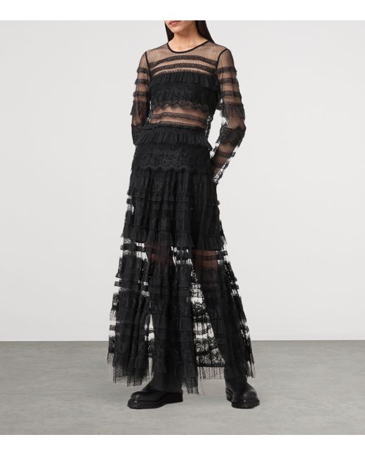 AllSaints Black Tulle Arlea Skirt