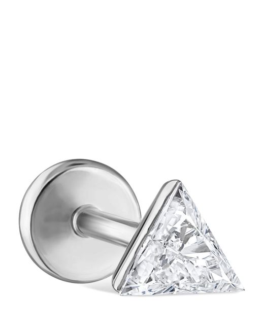 Maria Tash White Invisible Set Triangle Diamond Threaded Stud Earring