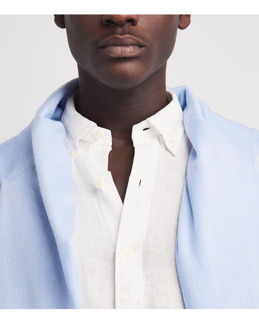 Polo Ralph Lauren White Linen Custom-Fit Shirt for men
