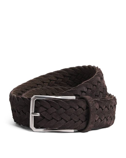 Canali Black Suede Woven Belt for men