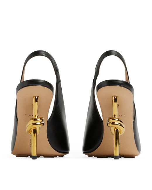 Bottega Veneta Black Leather Knot Slingback Heels 90
