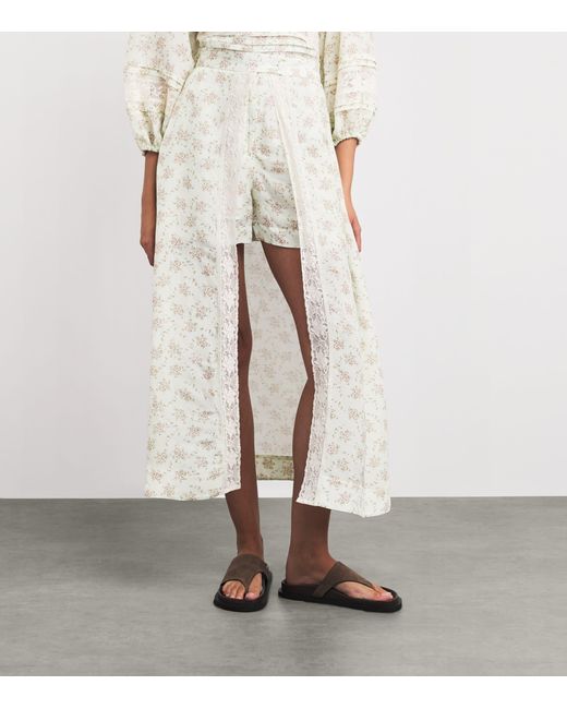 Sandro White Floral-Print Maxi Skort